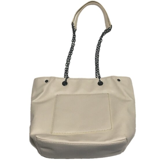 Attention purse cream faux leather open top small tote chain straps Minimalist - Picture 1 of 7